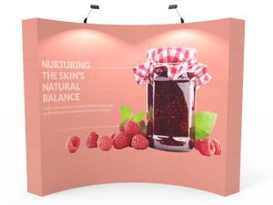 10ft Curved Expanding pop up display stand with front graphic printing