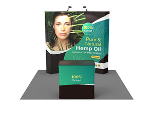 8ft curved Expanding Pop Up Display Stand with Shipping Case to Podium - view 2